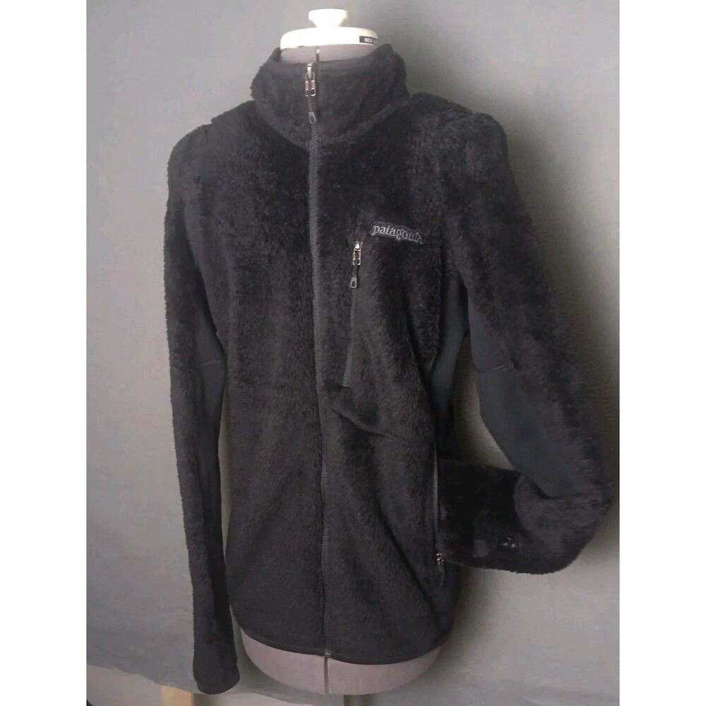 Patagonia Mens R2 Jacket Small Black Fuzzy Fleece Regulator Polartec Thermal EUC